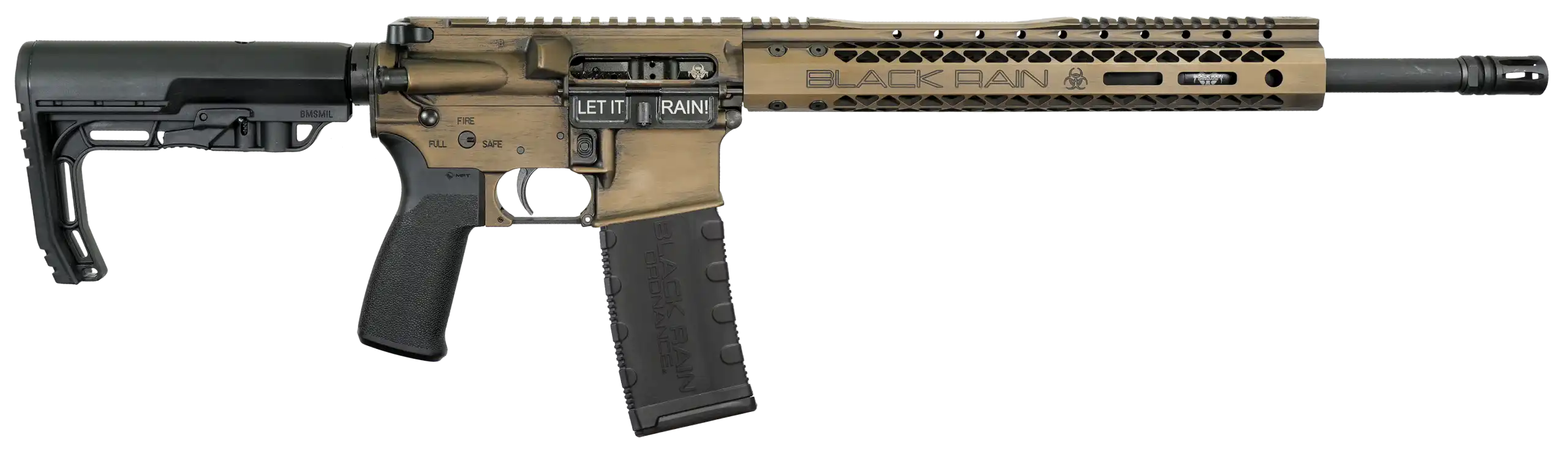 Black Rain Spec+ Fusion Bronze Battleworn 5.56 16 in. AR-15 – Superb Lightweight Rifle 6 Spec+ Fusion Bronze Battleworn rifle, right side