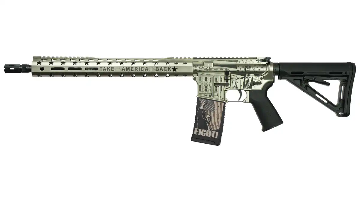 Black Rain Trump FX Custom Silver 5.56 16 in. AR-15 – Superb Limited Edition Rifle 5 Spec15 Trump FX Custom Silver rifle, left side