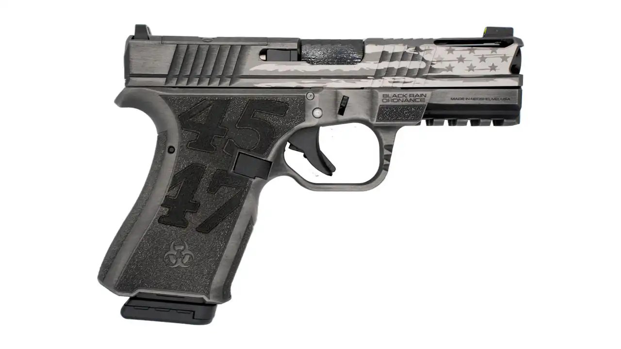 Black Rain Trump Frontline Plus Grey 9mm 15+1 – Powerful Ported Pistol 6 Black Rain Trump Custom Frontline+ Gun Metal Grey Battleworn, Black Rain photo